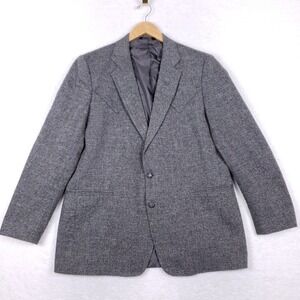 Vintage Grand Entry Men's Blazer 48L Gray Western Sport Coat USA Suede Patches